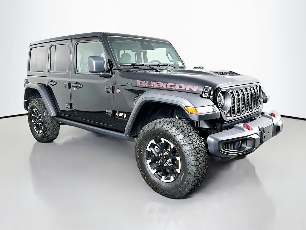 2026 Jeep Wrangler Rubicon in Black Clearcoat — front three-quarter view