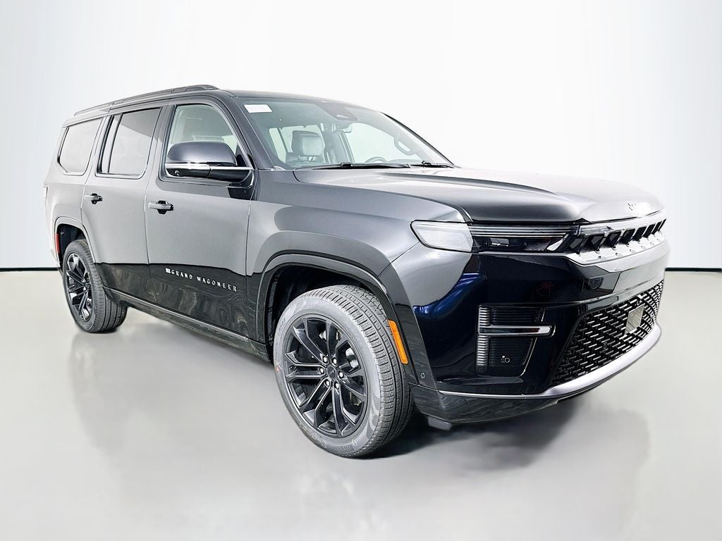 2026 Jeep Grand Wagoneer GRAND WAGONEER SUMMIT OBSIDIAN 4X4 in High Gloss Black Exterior Paint — front three-quarter view