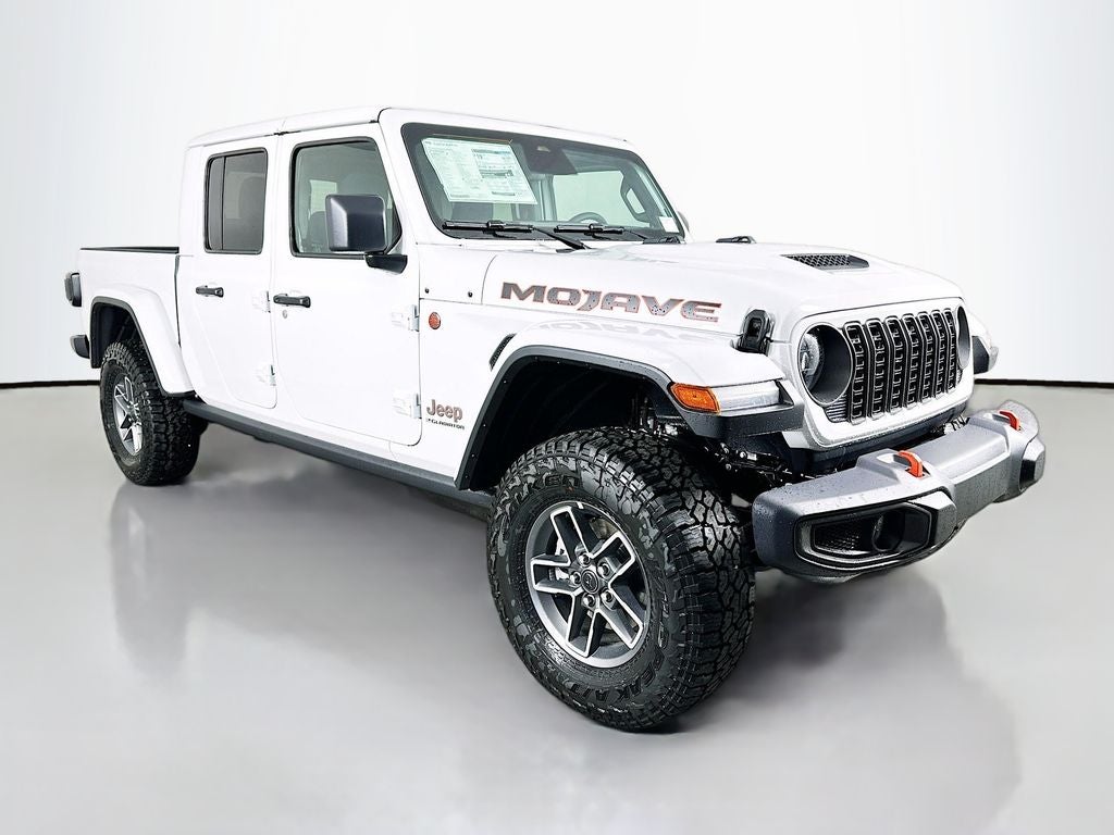 2026 Jeep Gladiator GLADIATOR MOJAVE 4X4 in Bright White Clear-Coat Exterior Paint — front three-quarter view