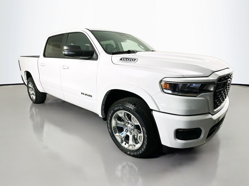 2026 RAM 1500 RAM 1500 BIG HORN CREW CAB 4X2 5'7' BOX in Bright White Clear-Coat Exterior Paint — front three-quarter view