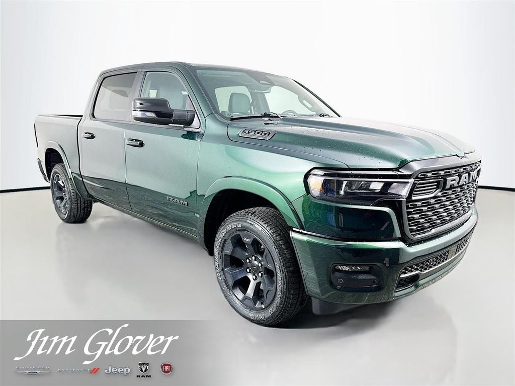 2026 RAM 1500 RAM 1500 BIG HORN CREW CAB 4X4 5'7' BOX in Serrano-Green Metallic Exterior Paint — front three-quarter view
