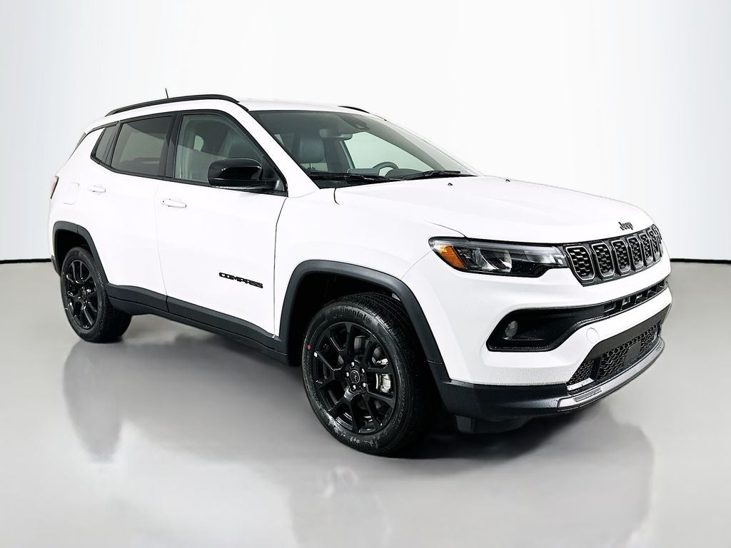 2026 Jeep Compass COMPASS LATITUDE ALTITUDE 4X4 in Bright White Clear-Coat Exterior Paint — front three-quarter view