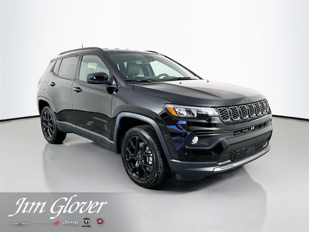 2026 Jeep Compass COMPASS LATITUDE ALTITUDE 4X4 in Diamond Black Crystal Pearl-Coat Exterior Paint — front three-quarter view