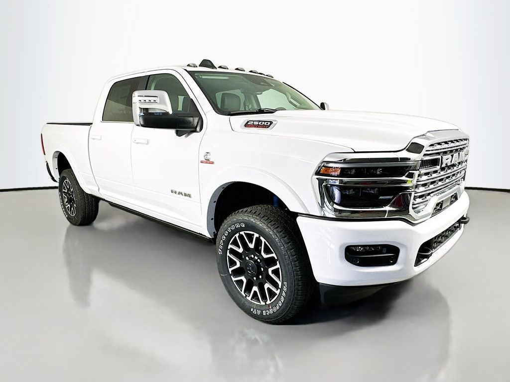 2026 RAM 2500 RAM 2500 LIMITED LONGHORN CREW CAB 4X4 6'4' BOX in Bright White Clear-Coat Exterior Paint — front three-quarter view