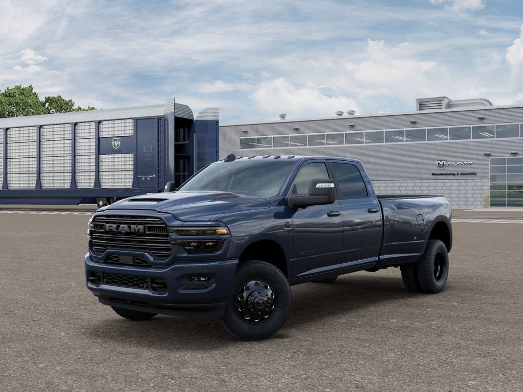 2026 RAM 3500 RAM 3500 LARAMIE CREW CAB 4X4 8' BOX in Forged Blue Metallic Exterior Paint — front three-quarter view