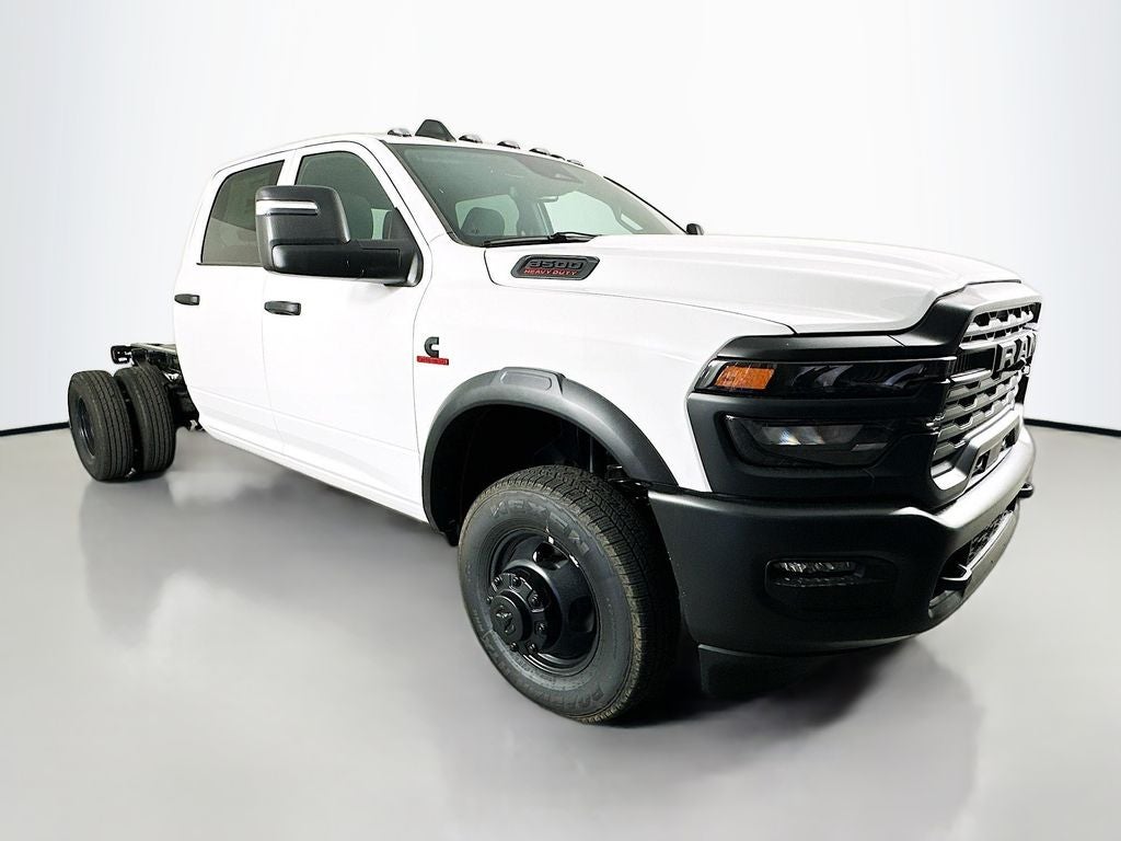 2026 RAM 3500 Chassis Cab RAM 3500 TRADESMAN CREW CAB CHASSIS 4X4 60' CA in Bright White Clear-Coat Exterior Paint — front three-quarter...
